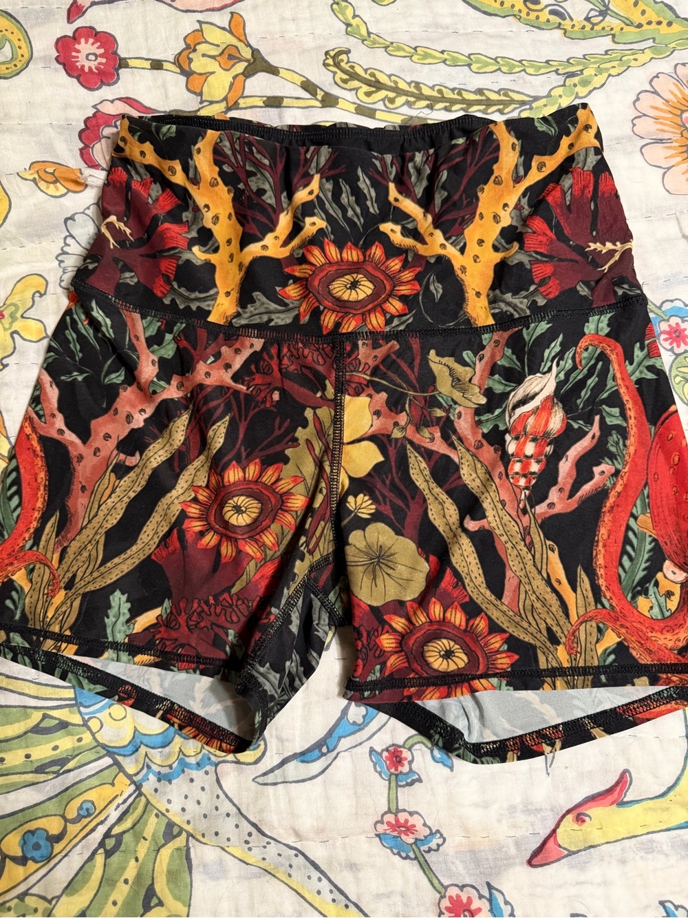 High-Waist Ocean/Floral Print Women's Shorts